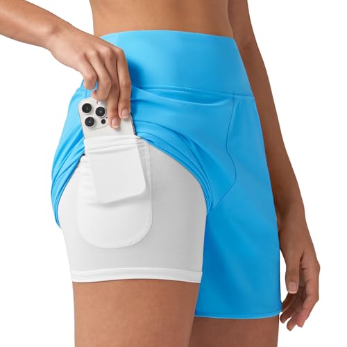 WILLIT Damen Badeshorts UPF50+ Badehose Schwimmhose High Waist Boardshorts Schnelltrocknend mit Taschen Himmelblau L von WILLIT