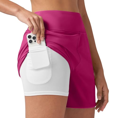 WILLIT Damen Badeshorts UPF50+ Badehose Schwimmhose High Waist Boardshorts Schnelltrocknend mit Taschen Rosarot XXL von WILLIT