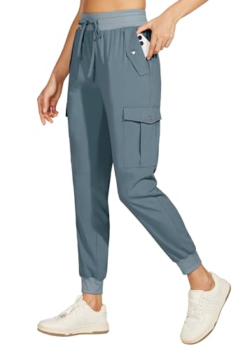 WILLIT Damen Cargo Joggerhose Wanderhosen Leichte Jogginghose Schnelltrocknende Cargohose Outdoor Jogger Athletisch Workout Reise Casual Hose Wasserdicht Blau 3XL von WILLIT