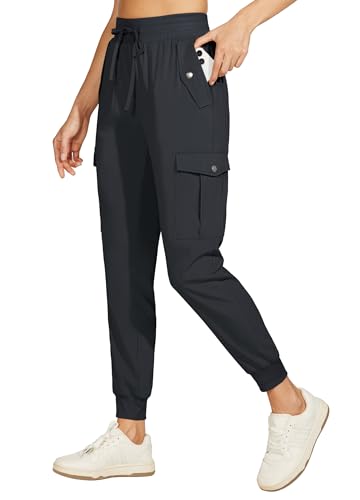 WILLIT Damen Cargo Joggerhose Wanderhosen Leichte Jogginghose Schnelltrocknende Cargohose Outdoor Jogger Athletisch Workout Reise Casual Hose Wasserdicht Dunkelgrau XXL von WILLIT