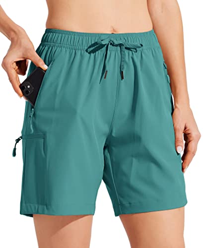 WILLIT Damen Cargo Shorts schnelltrocknend Wandern aktiv Shorts leichte Sport Sommer Shorts mit Taschen Blaugrün L von WILLIT