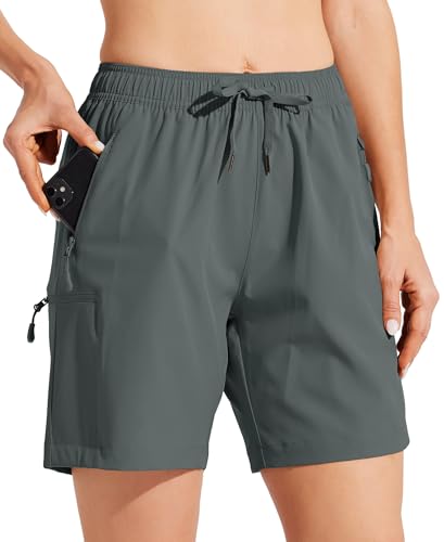 WILLIT Damen Cargo Shorts schnelltrocknend Wandern aktiv Shorts leichte Sport Sommer Shorts mit Taschen Dunkelgrau 2XL von WILLIT