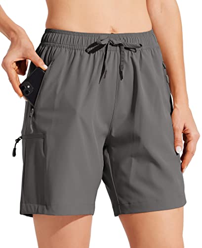 WILLIT Damen Cargo Shorts schnelltrocknend Wandern aktiv Shorts leichte Sport Sommer Shorts mit Taschen Grau L von WILLIT