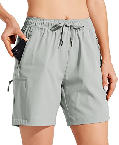 WILLIT Damen Cargo Shorts schnelltrocknend Wandern aktiv Shorts leichte Sport Sommer Shorts mit Taschen Hellgrau 2XL von WILLIT