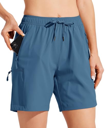 WILLIT Damen Cargo Shorts schnelltrocknend Wandern aktiv Shorts leichte Sport Sommer Shorts mit Taschen Ozeanblau 2XL von WILLIT