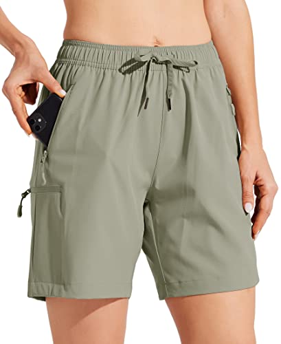 WILLIT Damen Cargo Shorts schnelltrocknend Wandern aktiv Shorts leichte Sport Sommer Shorts mit Taschen Salbei Grün 2XL von WILLIT