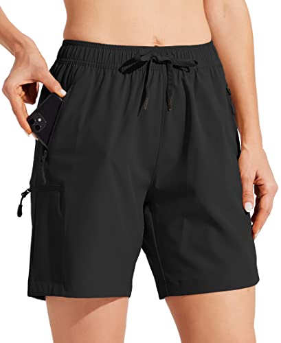 WILLIT Damen Cargo Shorts schnelltrocknend Wandern aktiv Shorts leichte Sport Sommer Shorts mit Taschen Schwarz 2XL von WILLIT