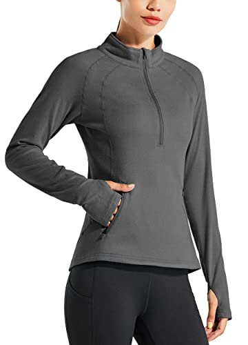 WILLIT Damen Fleece Pullover Laufjacke Thermal Sweatjacke Reithemd Warm Golfshirt Langarm Fleecepullover Half Zip Fleeceshirt Übung Winter Gear Dunkelgrau XL WILLIT Damen Fleece Pullover Laufjacke Thermal Sweatjacke Reithemd Warm Golfshirt Langarm Fleecepullover Half Zip Fleeceshirt Übung Winter Gear Dunkelgrau XL von WILLIT