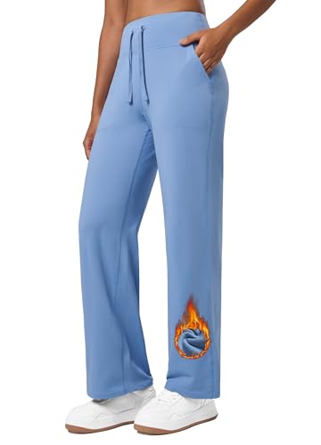 WILLIT Damen Fleece gefütterte Hose Winter Yogahose Thermohose Yoga Hose Weites Bein Lounge Hose mit Taschen Blau XXL WILLIT Damen Fleece gefütterte Hose Winter Yogahose Thermohose Yoga Hose Weites Bein Lounge Hose mit Taschen Blau XXL von WILLIT