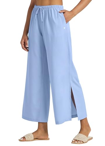 WILLIT Damen Hose Weite Hose Palazzo Leichte Freizeithose High Waiste Strandhose UPF 50+ Badehose Beach Schnelltrockner Sonnenschutz mit Taschen Hellblau XS von WILLIT