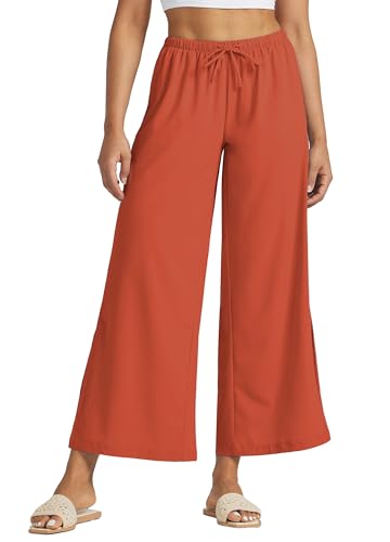 WILLIT Damen Hose Weite Hose Palazzo Leichte Freizeithose High Waiste Strandhose UPF 50+ Badehose Beach Schnelltrockner Sonnenschutz mit Taschen Rot S von WILLIT