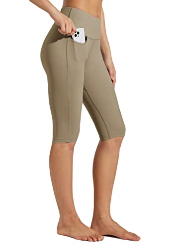 WILLIT Damen Knielange Caprihose Leggings Capri mit Taschen High Waisted Übung Capris Hosen für den Sommer Yoga Workout Greige XXL WILLIT Damen Knielange Caprihose Leggings Capri mit Taschen High Waisted Übung Capris Hosen für den Sommer Yoga Workout Greige XXL von WILLIT
