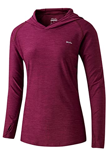 WILLIT Damen Laufshirt UPF 50+ Sonnenschutz Hoodie Sportshirt UV Shirt Langarm Wandern Fischen Outdoor Shirt Schnelltrocknend Leichter Hoodie Kaputte Lila L von WILLIT