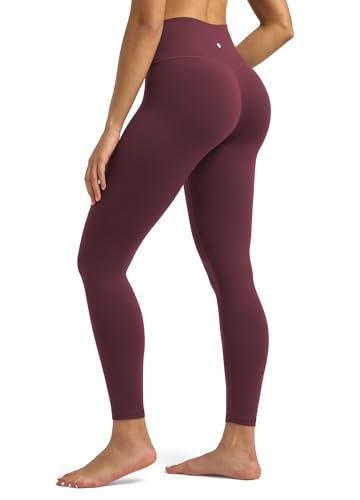 WILLIT Damen Leggings Blickdicht Sporthose Hohe Taille Leggins Bauchkontrolle Sportleggings für Yoga Workout im Fitnessstudio 64cm Weinrot XXL von WILLIT
