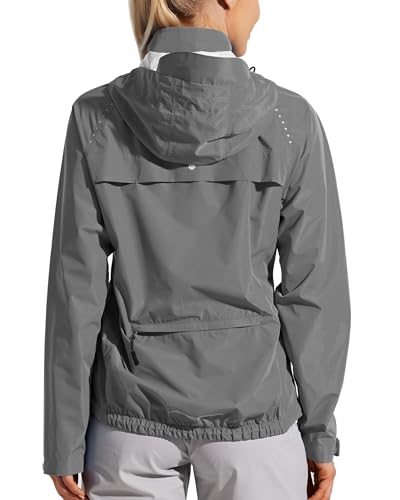 WILLIT Regenjacke Damen Wasserdicht Fahrradjacke Sommer Windbreaker Leichte Laufjacke Atmungsaktiv Wanderjacke Radjacke Trekking Windjacke Dunkelgrau XL von WILLIT