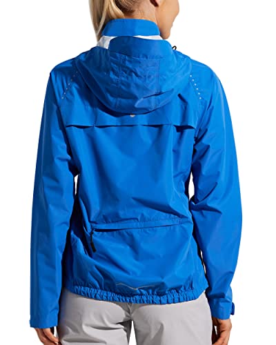 WILLIT Damen Radfahren Fahrradjacke Wasserdichte Regenjacke Leichte Laufjacke Atmungsaktiv Regenjacke Windbreaker Radjacke Wandern Fahrrad Jacke Packable Hooded Königsblau XXL von WILLIT
