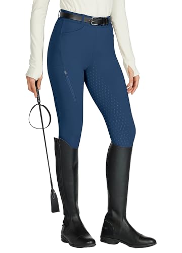 WILLIT Reitleggings Damen Reithose Silikon Vollbesatz High Waist Stretch Reithose mit Reißverschlusstasche Gürtelschlaufen Dunkelblau S WILLIT Reitleggings Damen Reithose Silikon Vollbesatz High Waist Stretch Reithose mit Reißverschlusstasche Gürtelschlaufen Dunkelblau S von WILLIT