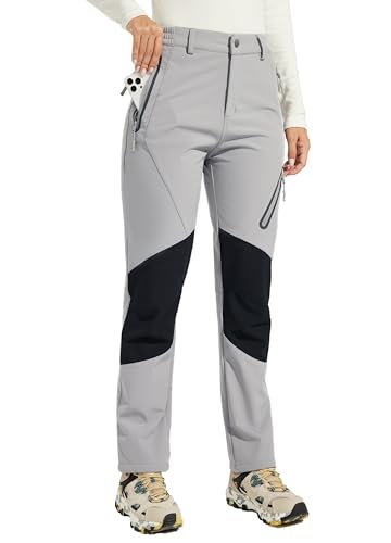 WILLIT Damen Schneehose Thermohose Gefüttert Wanderhose Fleece Wasserdicht Softshellhose Skihose Warm Trekkinghose Winter Outdoorthose Isoliert Kaltes Wetter Hellgrau XL WILLIT Damen Schneehose Thermohose Gefüttert Wanderhose Fleece Wasserdicht Softshellhose Skihose Warm Trekkinghose Winter Outdoorthose Isoliert Kaltes Wetter Hellgrau XL von WILLIT