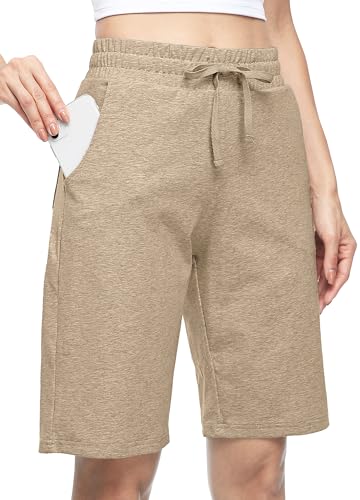 WILLIT Damen Shorts Bermuda Baumwolle Lange Shorts Sporthose Yogahose Fitness Knielange Workout Sommer 10" mit Taschen Haferflocken XXL WILLIT Damen Shorts Bermuda Baumwolle Lange Shorts Sporthose Yogahose Fitness Knielange Workout Sommer 10" mit Taschen Haferflocken XXL von WILLIT