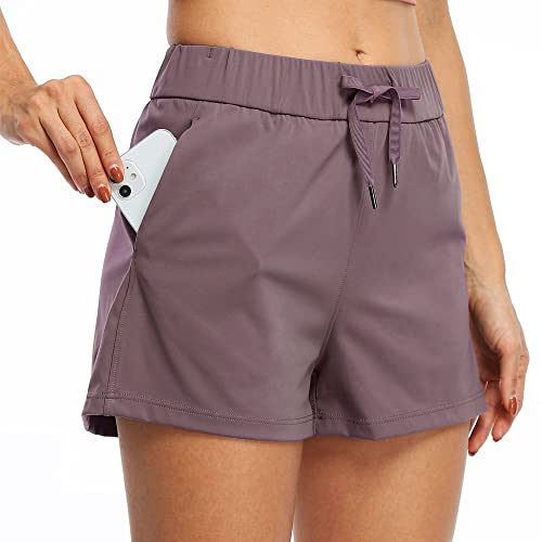 WILLIT Damen Shorts Yoga Lounge Shorts Wandern Aktiv Laufen Shorts Comfy Casual Shorts mit Taschen 2.5" Hellbraun 2XL von WILLIT