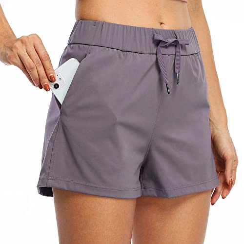 WILLIT Damen Shorts Yoga Lounge Shorts Wandern Aktiv Laufen Shorts Comfy Casual Shorts mit Taschen 2.5" Violet L von WILLIT