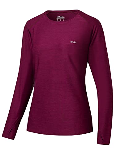 WILLIT Damen Sport Blusen UPF 50+ Sonnenschutz Shirt Langarm Sportshirt UV Shirt Rashguard Bademode Laufen Schwimmen Wandern Angeln Tops Leichtgewicht Flamboyant Lila XXL von WILLIT