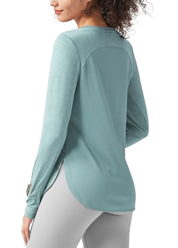WILLIT Damen Sportshirt Gym Top Sport T-Shirt Oberteil Fitness Laufshirt Langarm Athletic schnell trocken Yoga Top Leicht Hellblau S WILLIT Damen Sportshirt Gym Top Sport T-Shirt Oberteil Fitness Laufshirt Langarm Athletic schnell trocken Yoga Top Leicht Hellblau S von WILLIT