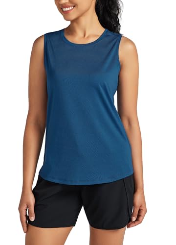 WILLIT Tank Top Damen Sommer Sport Oberteile Racerback ärmellos Yoga Shirt Laufshirt Schnell trocknend Sweatshirt Sport Locker Top Kationisch Dunkelblau S von WILLIT