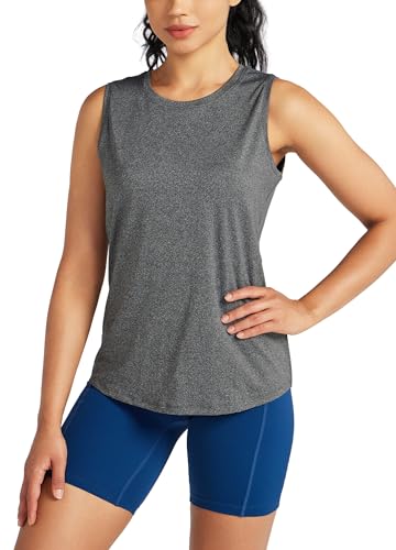 WILLIT Tank Top Damen Sommer Sport Oberteile Racerback ärmellos Yoga Shirt Laufshirt Schnell trocknend Sweatshirt Sport Locker Top Kationisch Grau S von WILLIT