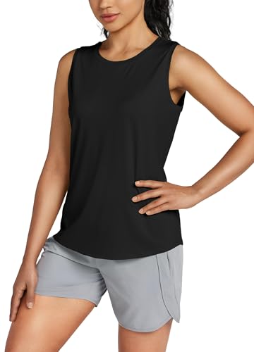 WILLIT Tank Top Damen Sommer Sport Oberteile Racerback ärmellos Yoga Shirt Laufshirt Schnell trocknend Sweatshirt Sport Locker Top Schwarz S von WILLIT