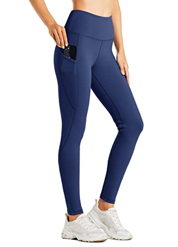 WILLIT Fleece gefütterte Leggings Damen Wasserbeständig Thermohose warme Winterhosen Yogahose Laufhose Strumpfhosen Hohe Taille Navy Blau 2XL von WILLIT