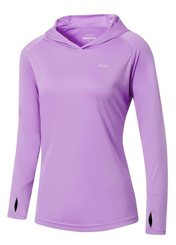 WILLIT Damen Laufshirt UPF 50+ Sonnenschutz Hoodie Sportshirt UV Shirt Langarm Wandern Angeln Outdoor Shirt Schnelltrocknend Leichter Hoodie Lavendel S von WILLIT