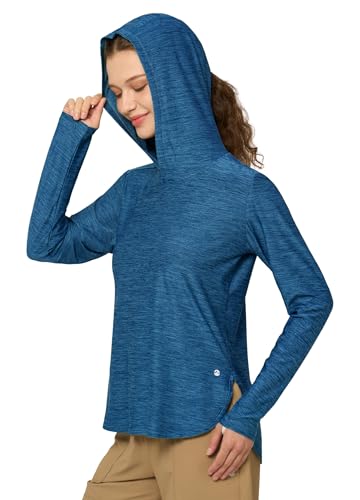 WILLIT Damen UV Shirt mit Kapuze UPF 50+ Langarm Funktionsshirt Leicht Schnelltrocknend Sonnenschutz für Wandern Sport Outdoor Hellblau L von WILLIT