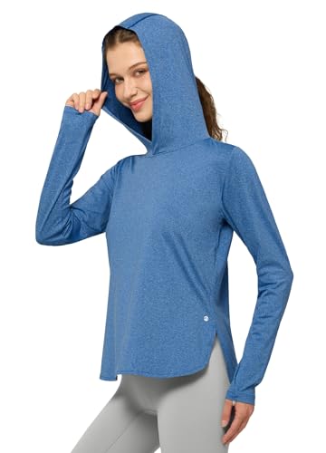 WILLIT Damen UV Shirt mit Kapuze UPF 50+ Langarm Funktionsshirt Leicht Schnelltrocknend Sonnenschutz für Wandern Sport Outdoor Kationisch Dunkelblau XL von WILLIT