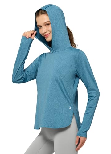 WILLIT Damen UV Shirt mit Kapuze UPF 50+ Langarm Funktionsshirt Leicht Schnelltrocknend Sonnenschutz für Wandern Sport Outdoor Kationisch Seegrün L von WILLIT