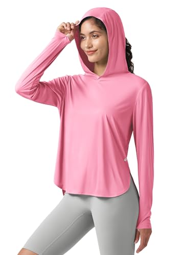 WILLIT Damen UV Shirt mit Kapuze UPF 50+ Langarm Funktionsshirt Leicht Schnelltrocknend Sonnenschutz für Wandern Sport Outdoor Rosa M von WILLIT