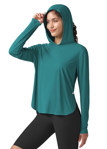WILLIT Damen UV Shirt mit Kapuze UPF 50+ Langarm Funktionsshirt Leicht Schnelltrocknend Sonnenschutz für Wandern Sport Outdoor Seegrün XL von WILLIT