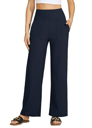 WILLIT Damen Weitbein Yoga Hose mit Taschen Hohe Taille Jogginghose Yogahose Bauchkontrolle Komfy Soft Lässige Lounge Hose Arbeit Sporthose 30" Navy L WILLIT Damen Weitbein Yoga Hose mit Taschen Hohe Taille Jogginghose Yogahose Bauchkontrolle Komfy Soft Lässige Lounge Hose Arbeit Sporthose 30" Navy L von WILLIT