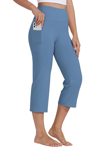 WILLIT Caprihose Damen Yogahose Sporthose Capri Leggings High Waist Hosen Crop gerades Bein Sommerhose Freizeithose Sport Übung Workout 21" mit Taschen Graublau XS WILLIT Caprihose Damen Yogahose Sporthose Capri Leggings High Waist Hosen Crop gerades Bein Sommerhose Freizeithose Sport Übung Workout 21" mit Taschen Graublau XS von WILLIT