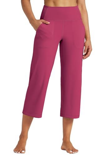 WILLIT Damen Yoga Capris Hosen Yogahose hohe Taille Leggings sportliche Übung Workout Crop Capris Schnelltrockner gerades Bein 23" Rosarot XL WILLIT Damen Yoga Capris Hosen Yogahose hohe Taille Leggings sportliche Übung Workout Crop Capris Schnelltrockner gerades Bein 23" Rosarot XL von WILLIT