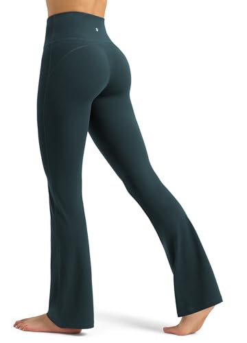 WILLIT Flared Leggings Damen Yogahose Hohe Taille Schlaghose Bootcut Sporthose Blickdicht Leggins Bootleg Arbeitshose mit Taschen 81cm Dunkelblau XXL von WILLIT
