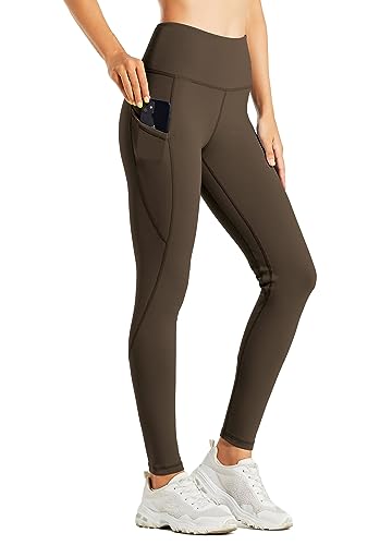 WILLIT Fleece gefütterte Leggings Damen Wasserbeständig Thermohose warme Winterhosen Yogahose Laufhose Strumpfhosen Hohe Taille Braun M von WILLIT