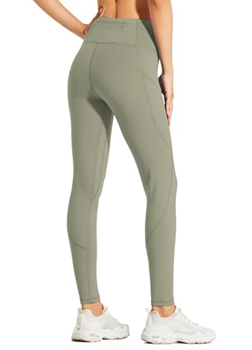 WILLIT Fleece gefütterte Leggings Damen Wasserbeständig Thermohose warme Winterhosen Yogahose Laufhose Strumpfhosen Hohe Taille Graugrün L von WILLIT