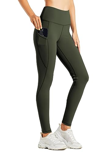 WILLIT Fleece gefütterte Leggings Damen Wasserbeständig Thermohose warme Winterhosen Yogahose Laufhose Strumpfhosen Hohe Taille Olivengrün 2XL von WILLIT