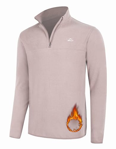 WILLIT Herren Fleece Golf Pullover Langarm Pullover Half Zip Wanderpullover Atmungsaktiv Thermo Sweatshirt Jacke Leichtgewicht Hellrosa S von WILLIT