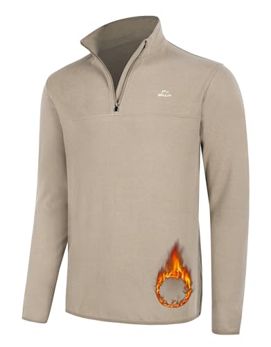 WILLIT Herren Fleece Golf Pullover Langarm Pullover Half Zip Wanderpullover Atmungsaktiv Thermo Sweatshirt Jacke Leichtgewicht Milky Tea XXXL von WILLIT