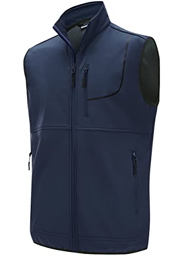 WILLIT Herren Golf Weste Leichtgewicht Fleece gefüttert Weste Softshell Outerwear ärmellose Jacke für Wandern Laufen Causal Blau M von WILLIT