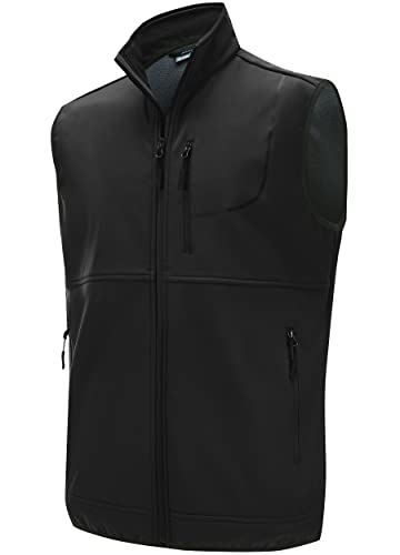 WILLIT Herren Golf Weste Leichtgewicht Fleece gefüttert Weste Softshell Outerwear ärmellose Jacke für Wandern Laufen Causal Schwarz M von WILLIT