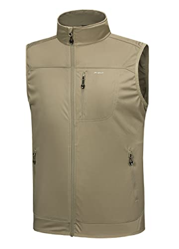 WILLIT Herren Golf Weste Leichtgewicht Softshell Weste Outerwear Ärmellose Jacke für Wandern Laufen Causal Sage XXXL von WILLIT