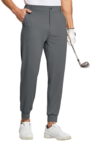 WILLIT Herren Golfhose Jogger Hose Stretch Slim Fit Jogginghose Anzughose Schnelltrockner Lang Golf Hose mit Taschen Dunkelgrau M von WILLIT